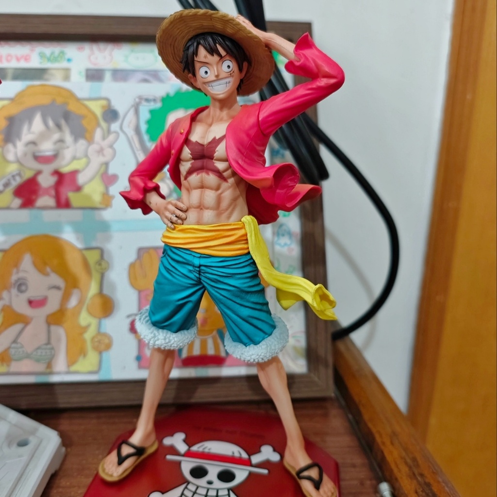One Piece Press หมวก Luffy Luffy ตารางแชสซีเครื่องประดับรูปสํานักงานอะนิเมะอุปกรณ์ต่อพ่วงอินเทรนด์ P