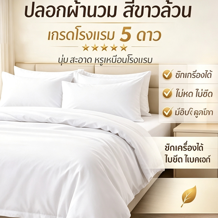 1ชิ้น ปลอกผ้านวม 3ฟุตโรงแรม 5ฟุต 6ฟุต สีพื้น สีขาว duvet cover คุณภาพโรงแรม แบบนิ่ม ซักทําความสะอาดได้ กันไรฝุ่น ระบายอากาศ