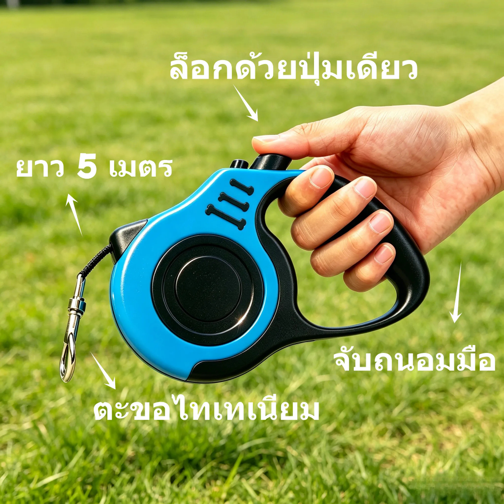 สายจูงแบบยืดหดได้อัตโนมัติสากลสําหรับสุนัขขนาดเล็กขนาดใหญ่กัดทนป้องกันการพันกันสุนัขเดินมือ