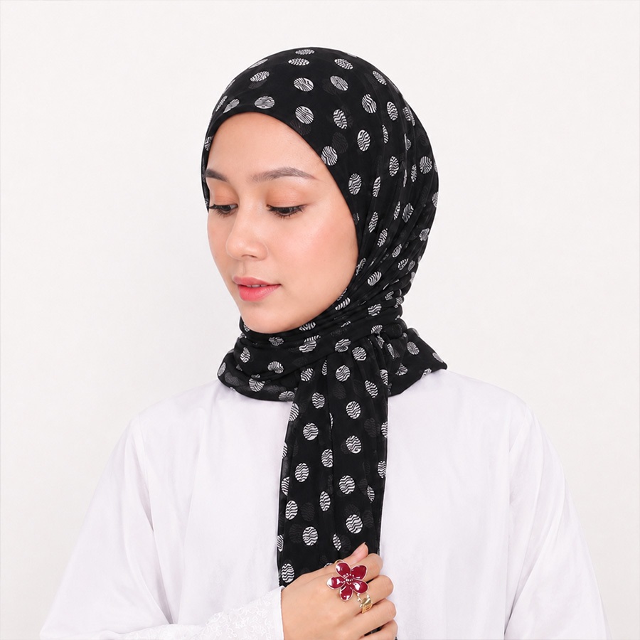 LMLAVEEN Polka Dots พิมพ์ชีฟองผ้าพันคอฮิญาบนุ่ม Breathable มุสลิมผู้หญิง Headscarf Tudung นุ่มทุกวันผ้าคลุมไหล่