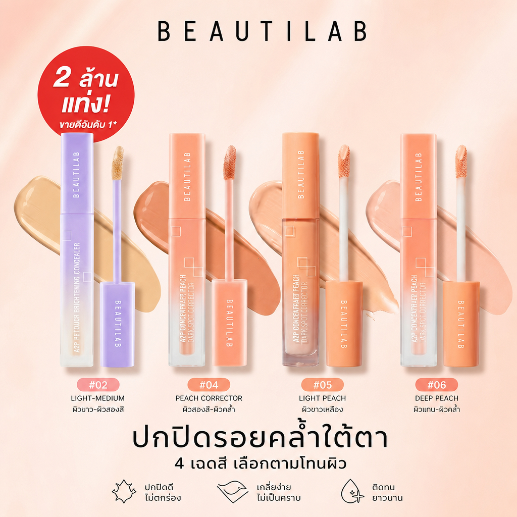 [ของแท้ 100%] BEAUTILAB A2P Brightening CONCEALER & Peach Corrector CONCEALER & Peach Corrector ปกปิดใต้ตาคล้ํา บริเวณรอบดวงตากระจ่างใส