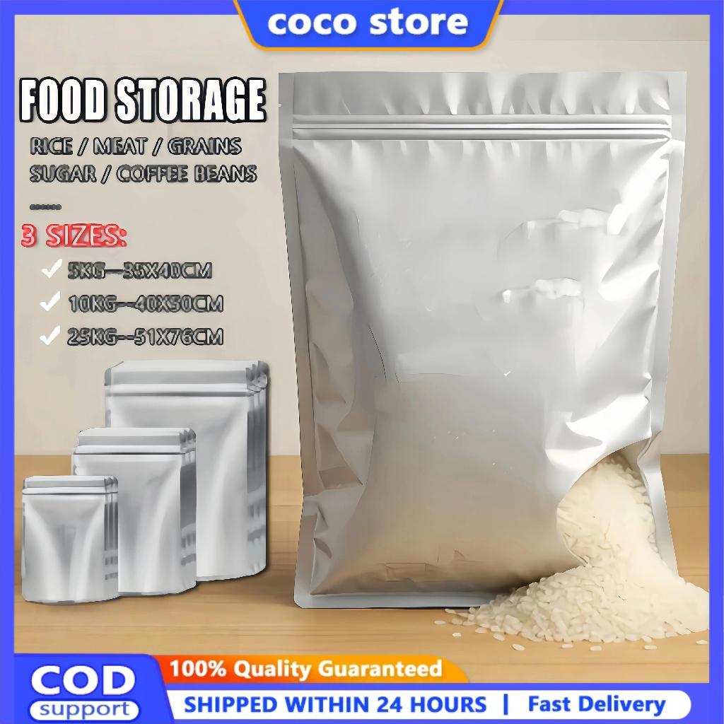 10PCS อลูมิเนียมฟอยล์ Mylar กระเป๋า Resealable กระเป๋าซิป Lnsect Proof กระเป๋าสําหรับข้าวและ Grain Storage