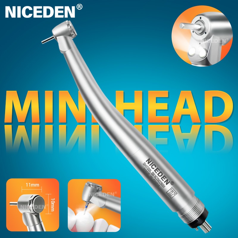 Niceden ทันตกรรม LED Handpiece ความเร็วสูง Mini หัวทันตกรรม Air Turbine พร้อม Double LED สเปรย์น้ําเดี่ยวเด็ก 2/4 หลุม B2/M4