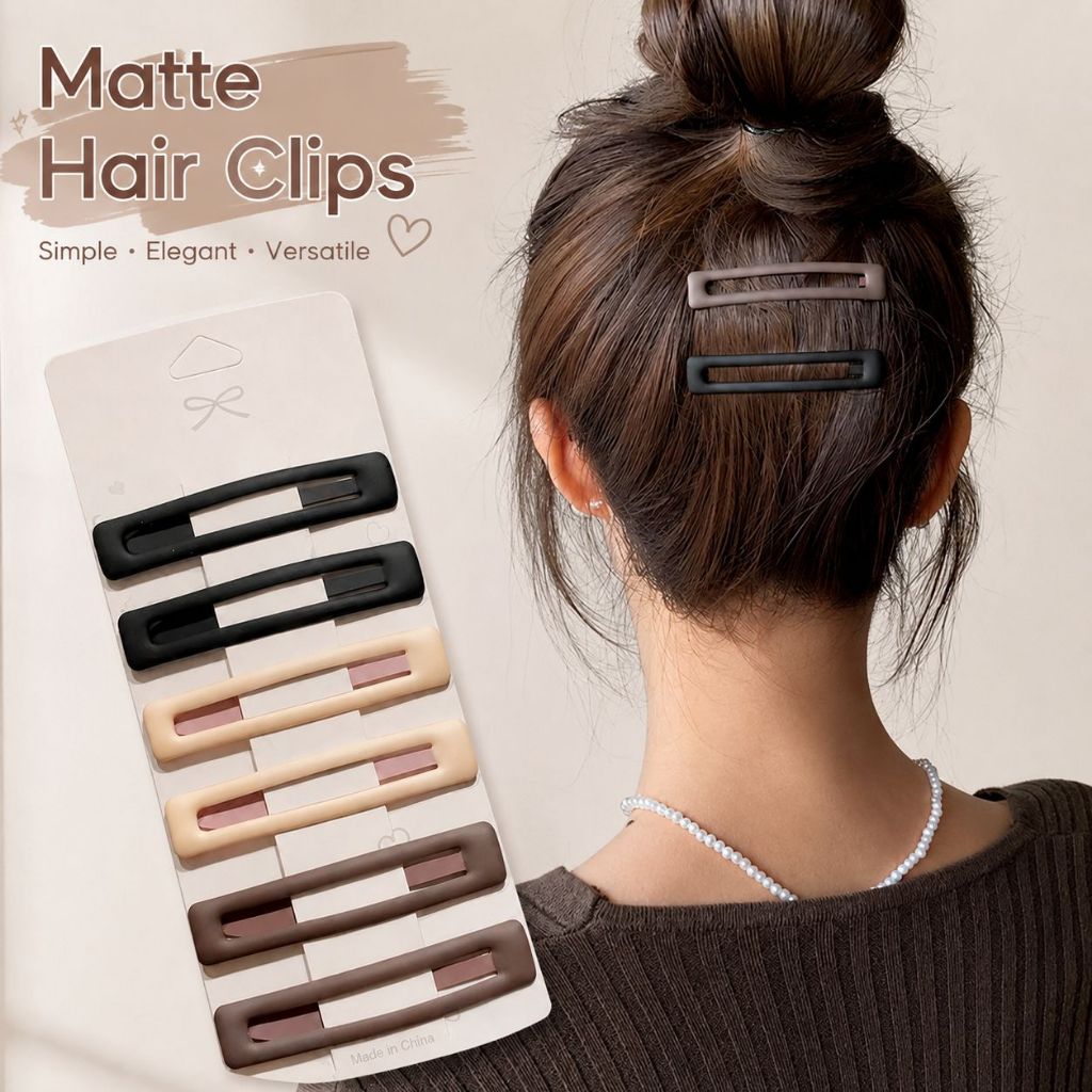 6 ชิ้นเกาหลีรุ่น Sleek Bobby Pin Matte Texture ด้านข้าง Bangs คลิป Mini Snap คลิปหน้าผาก Flyaway ผม Pin 2026 ใหม่ทําความสะอาดอุปกรณ์เสริมผมสําหรับสุภาพสตรี Commute ทํางานทุกวัน
