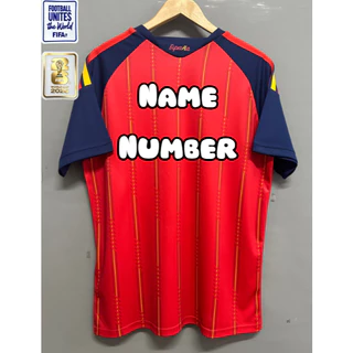 ปรับแต่งได้เสื้อเจอร์ซีย์สเปนสองดาว 2026 ฟุตบอลโลกแชมป์เสื้อทีมชาติ