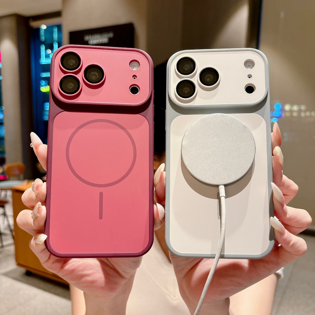 Aesthetic Magnetic เคสกันกระแทกสําหรับ Apple iPhone 17 16 Pro Max Matte Skin Feel Contrast Color ฝาครอบปุ่มจับที่แม่นยํา