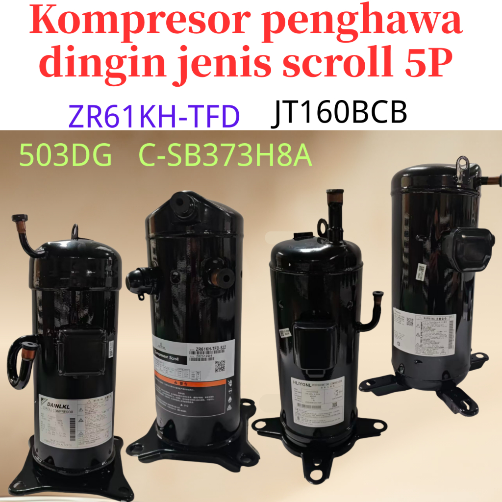 5HP ประเภทเลื่อนเครื่องปรับอากาศคอมเพรสเซอร์อะไหล่ ZR61KH-TFD JT160BCB 503DH C-SB373H8A HVAC เครื่อง