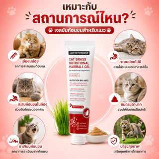 Love Pet Prosper เจลดูแลก้อนขนสำหรับแมว ผสมโพรไบโอติก ดูแลลำไส้และระบบย่อยอาหาร ช่วยการขับถ่าย อาหารเสริมแมว 130 กรัม
