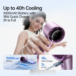 [รุ่นอัปเกรด] JisuLife Pro 1S พัดลมเทอร์โบ พัดลมมือถือ Mini Jet Fan พัดลมพกพาชาร์จแบต ปรับลมแรง 100 ระดับ จอดิจิทัล แบตทนนาน ตั้งโต๊ะ คล้องคอ เสียงเงียบ ลมเย็น ไร้สาย นักเรียน