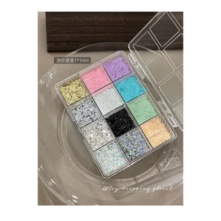 Rou Bao 12 กริดเล็บ Star เลื่อมชุดที่มีสีสัน Girly เล็บ Art DIY Charms ตกแต่ง