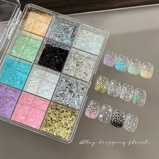 Rou Bao 12 กริดเล็บ Star เลื่อมชุดที่มีสีสัน Girly เล็บ Art DIY Charms ตกแต่ง