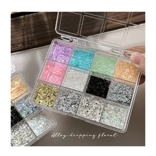 Rou Bao 12 กริดเล็บ Star เลื่อมชุดที่มีสีสัน Girly เล็บ Art DIY Charms ตกแต่ง