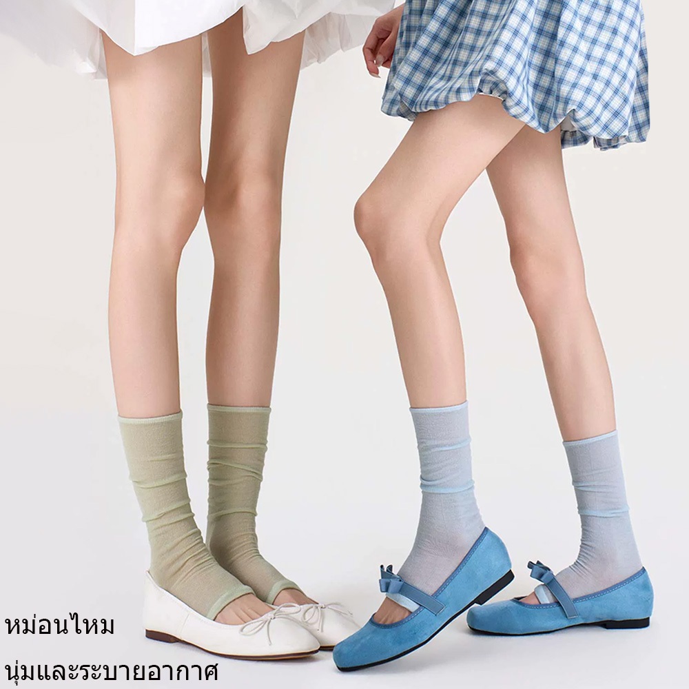 หม่อนไหมฤดูร้อนบางผูกญี่ปุ่นเผยให้เห็นผอมร้อยถุงเท้าขนาดกลาง