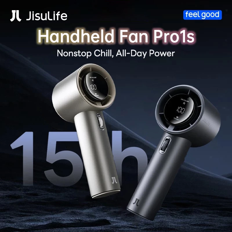 JisuLife Pro1 พัดลมพกพา พัดลมมือถือ Mini Jet Fan พัดลมมินิชาร์จไฟได้ ปรับลม 1-100 ระดับ หน้าจอดิจิทัล แบตเตอรี่อึดกว่าเดิม ตั้งโต๊ะ คล้องคอ เสียงเงียบ ลมแรงสะใจ พกพาชาร์จแบต ไร้สาย เดินป่า ไปทำงาน