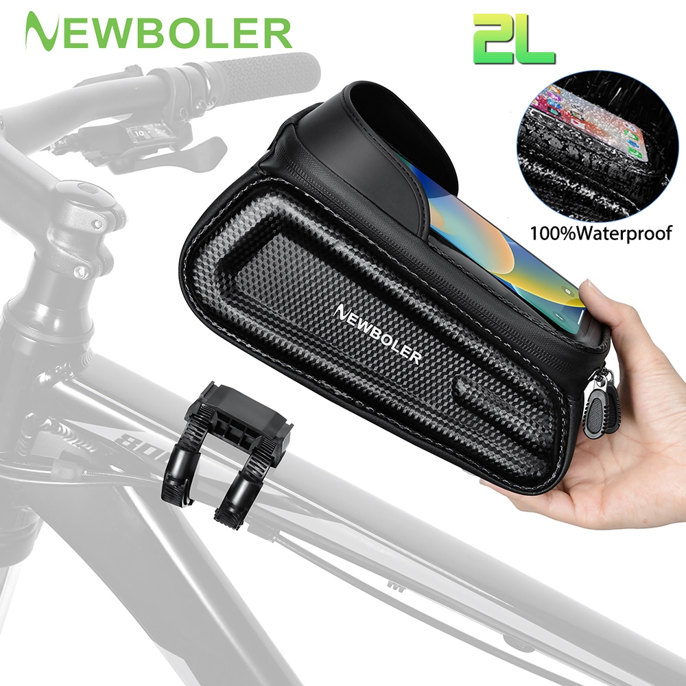 ใหม่BOLER 2L กระเป๋าจักรยานกรอบด้านหน้าหลอดขี่จักรยานกระเป๋าจักรยานกันน้ําเคสโทรศัพท์ 7 นิ้วหน้าจอสัมผัสกระเป๋าอุปกรณ์เสริม