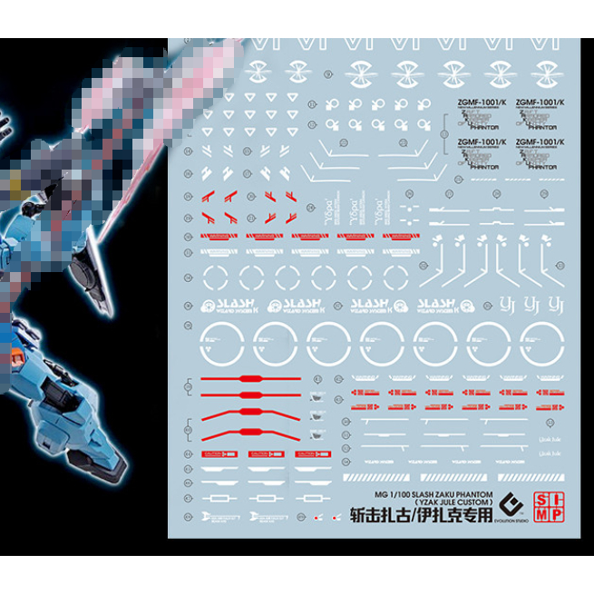 20260717 EVO รูปลอกสไลด์น้ํารายละเอียดใช้ได้กับ MG 1/100 Slash Type Phantom Zaku Izak Special Machin
