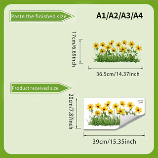 ABOVE ดอกไม้สดรูปแบบอ่างล้างจานพื้นที่ Baground Wall Stier ห้องน้ําตกแต่งผนัง Self-Adhesive ที่ถอดออกได้กันน้ํา Creative Stier TH