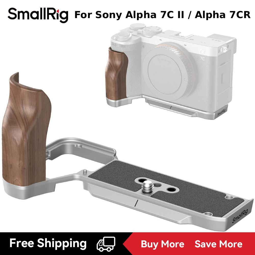 Smallrig L-Shape Mount Plate พร้อมที่จับไม้/ซิลิโคนสําหรับ Sony Alpha 7C II / Alpha 7CR #4796(ไม้) #4797(ซิลิโคน)