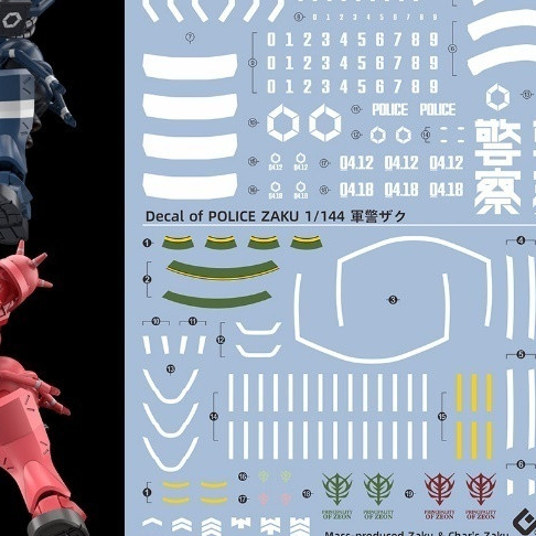 20260717 รูปลอกสไลด์น้ํารายละเอียด EVO ใช้ได้กับ HG 1/144 GQuuux series Mass-ผลิต Chars Police Zaku 