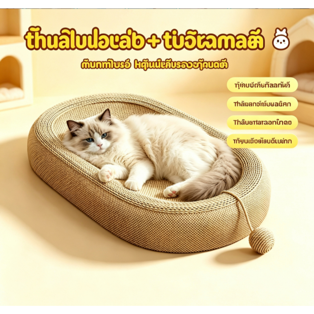 Cat Scratching Board Nest Cat Litter แบบบูรณาการทนต่อการสึกหรอ Cat Claw Board เชือกป่านของเล่นแมว Non-Dan