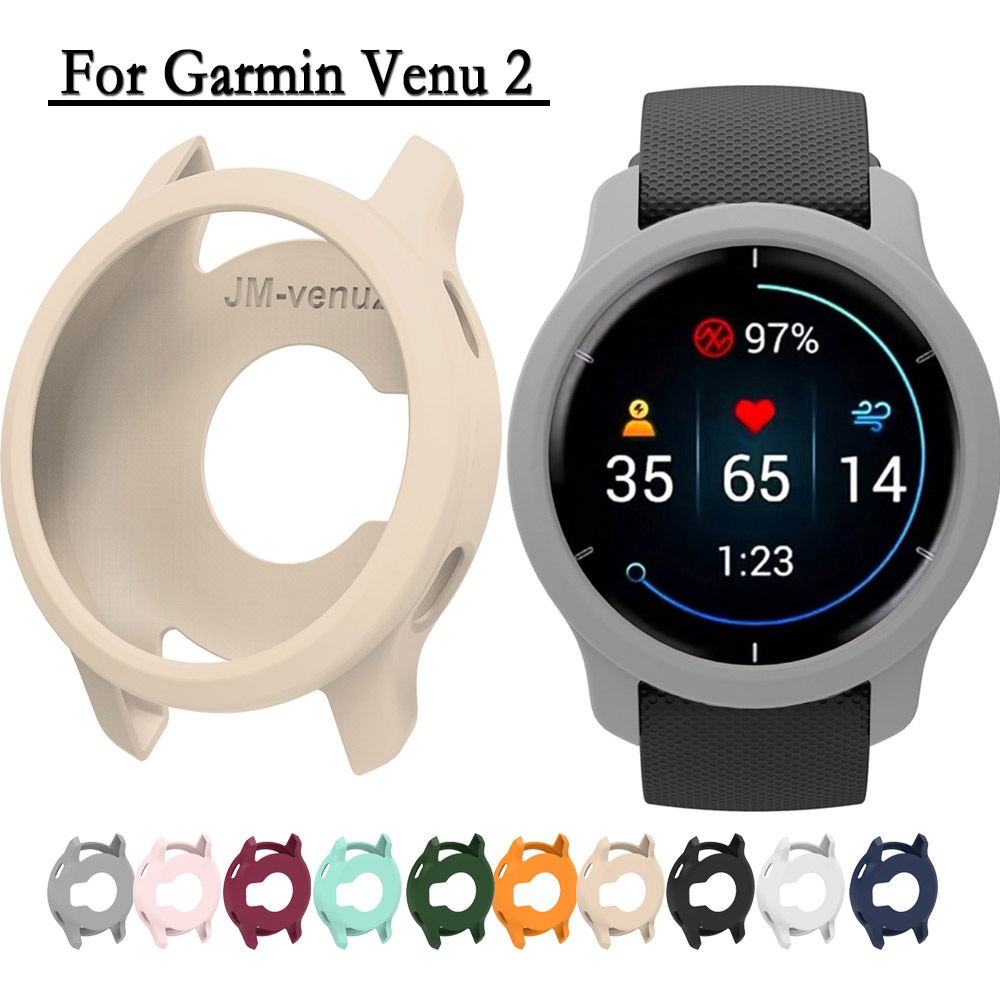 เคสนาฬิกาสําหรับ Garmin Venu 2 ซิลิโคนอ่อนนุ่มเกราะป้องกันแสงและทนทานฝาครอบนาฬิกาตกแต่งสําหรับ Garmin Venu 2