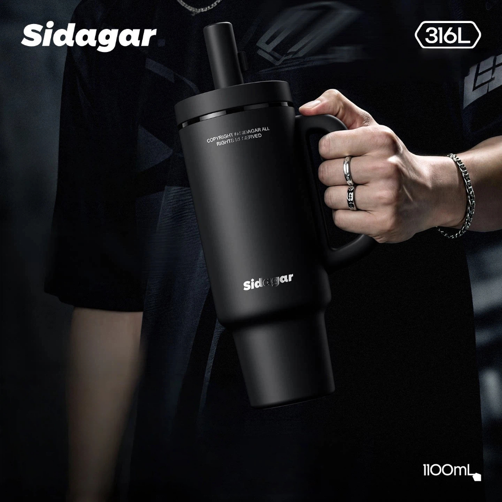 Sidagar 1100มล แก้วเก็บความเย็น ความจุสูง เคลือบเซรามิก แก้ว