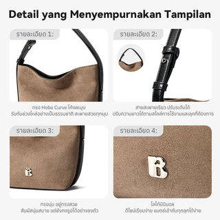 【8.1ใหม่】BOSTANTEN Softie Bag กระเป๋าสะพายข้างผู้หญิง หนัง Suede Hobo Bag กระเป๋าสะพายไหล่ ปรับสายได้ น้ำหนักเบา วินเทจ มินิมอล
