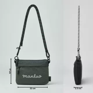 MANLUO TWIST — กระเป๋าสะพายข้าง ผ้าตาข่าย 2 ช่องซิป สายเชือกถักถอดได้ ปรับระดับได้ ใช้ได้ทั้งชาย-หญิง