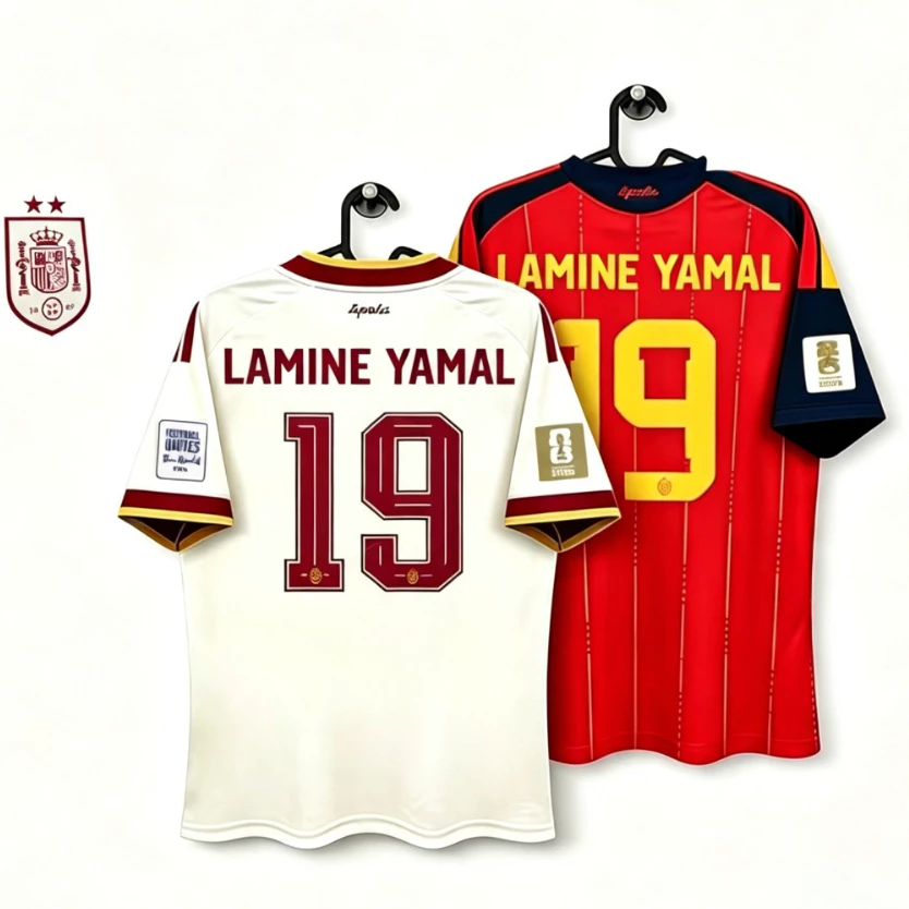 ปรับแต่งได้เสื้อเจอร์ซีย์สเปนสองดาว 2026 ฟุตบอลโลกแชมป์เสื้อทีมชาติ