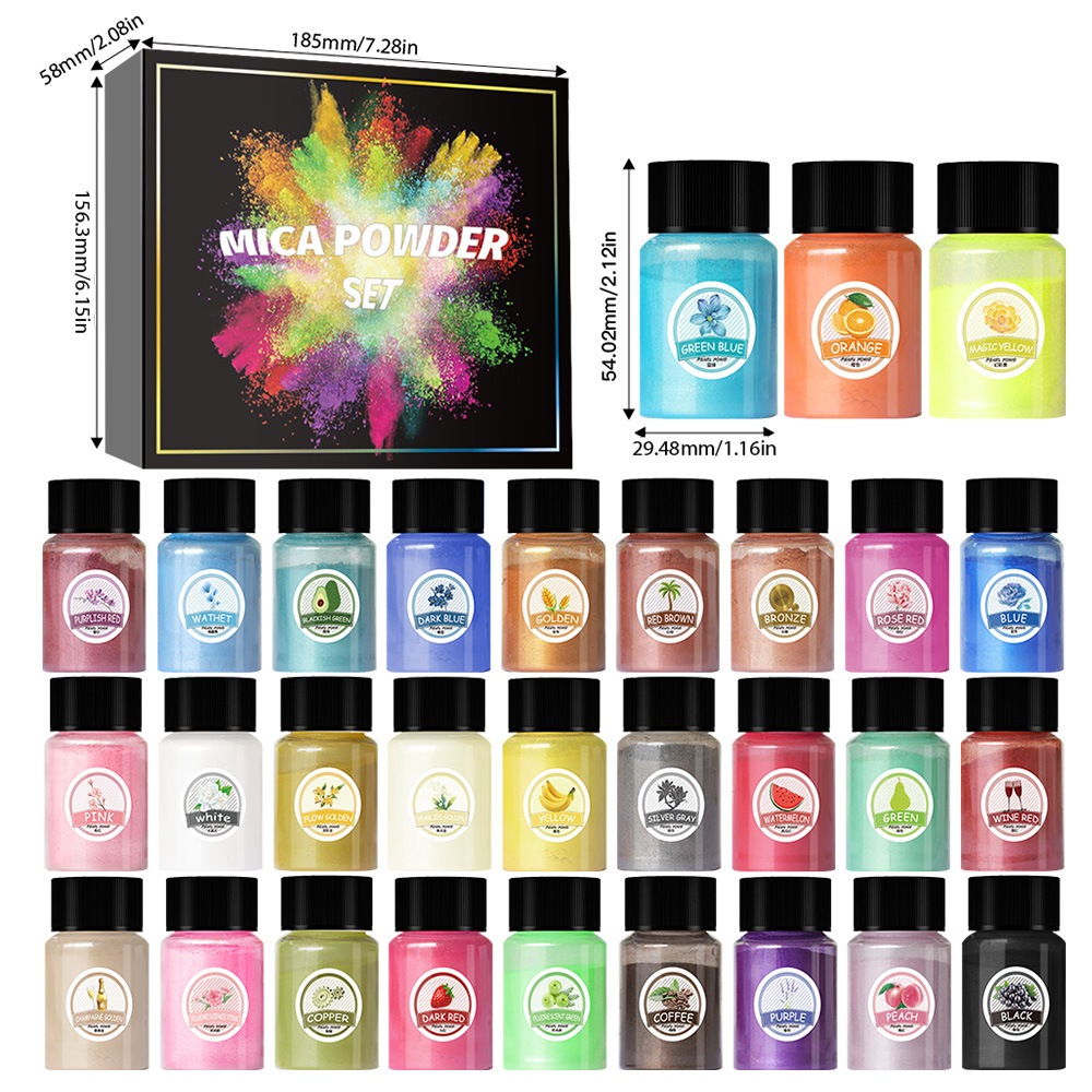 ชุด/30 สี Pearlescent Mica ผง Mermaid Ji Fine Glitter ผงอีพ็อกซี่ Handmade ทําเล็บมือ Slime Universal สี Pearlescent Pigment