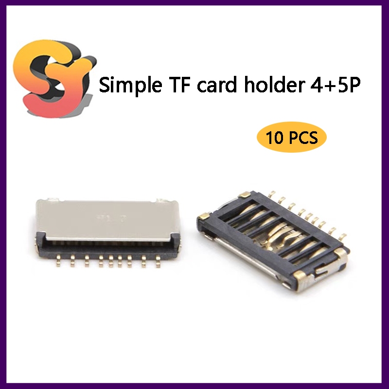 [สต๊อกพร้อม] 10PCS Mini Short Body Simple TF Card Holder 4+5P Detection Pin 1.5/1.7 H 9P MICRO SD Me
