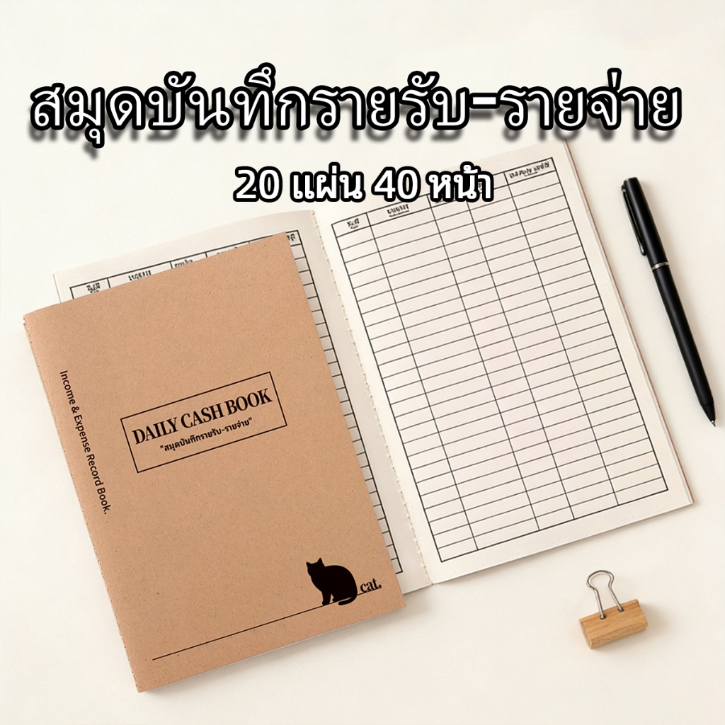 TONG SEN สมุดบันทึกรายรับ-รายจ่าย ขนาด A5  20 แผ่น 40 หน้า