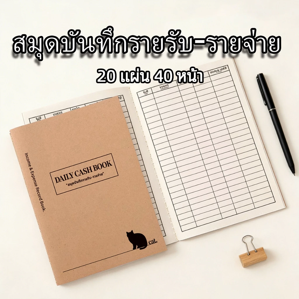 TONG SEN สมุดบันทึกรายรับ-รายจ่าย ขนาด A5 20 แผ่น 40 หน้า