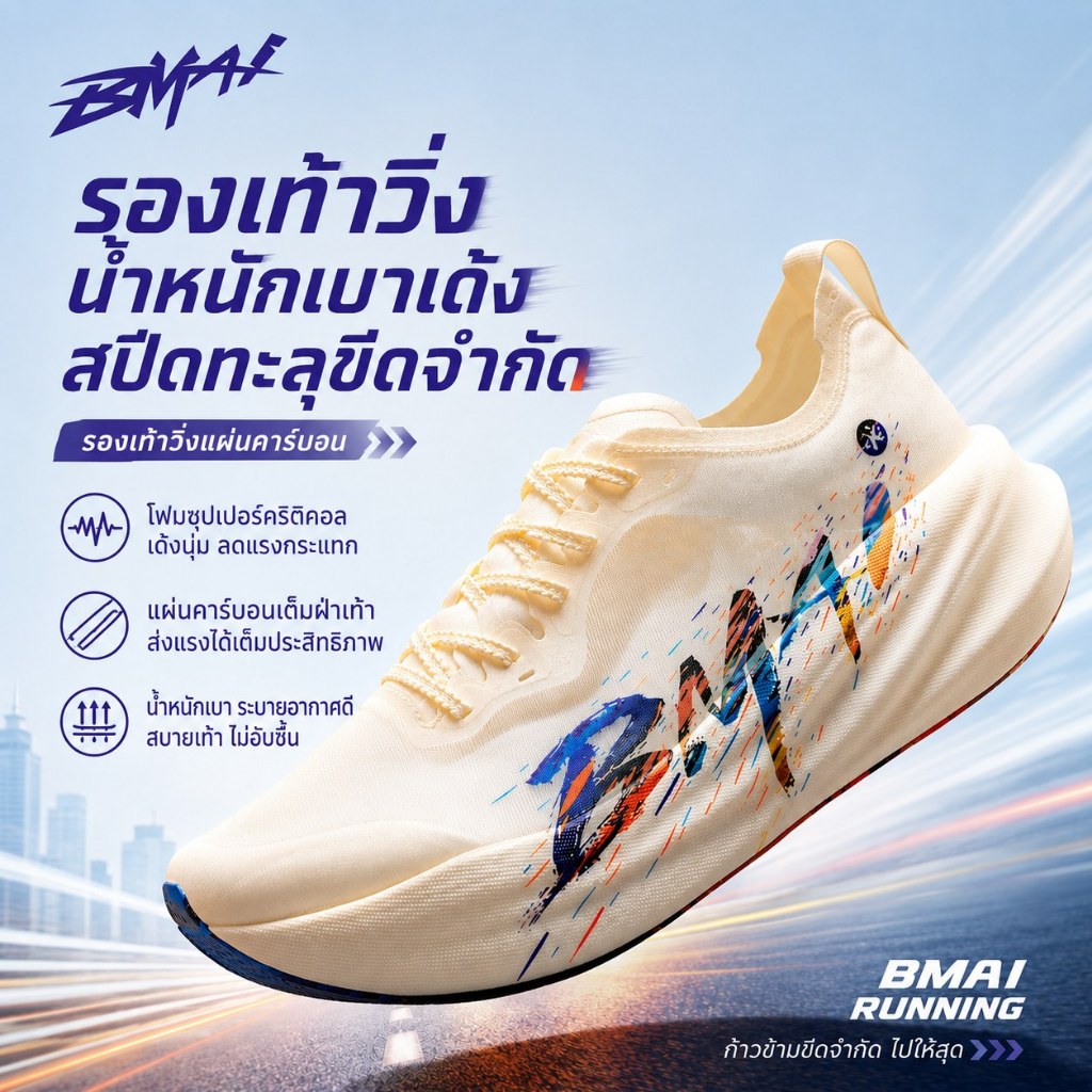 BMAI Carbon 3.0 Turbo รองเท้าวิ่ง Unisex แผ่นคาร์บอน รองเท้าวิ่งมาราธอนน้ําหนักเบา