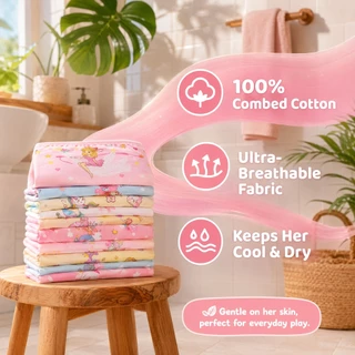 【BKK Delivery】กางเกงในเด็กผู้หญิง 8 ตัว แพ็ค 1-12 ปี ผ้า Milk Silk นุ่มลื่น ระบายอากาศดี ลายการ์ตูนน่ารัก ไร้รอยดก