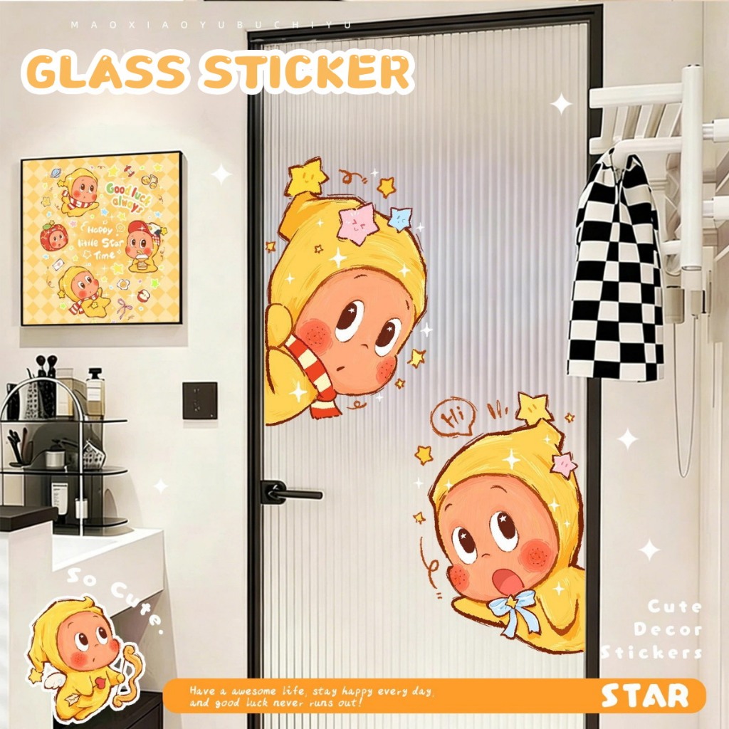 สติกเกอร์ไฟฟ้าสถิตติดประตูกระจก Twinkle Twinkle ตกแต่งห้องน้ำครัว ปรับปรุงห้องเช่า ฟิล์มหน้าต่าง