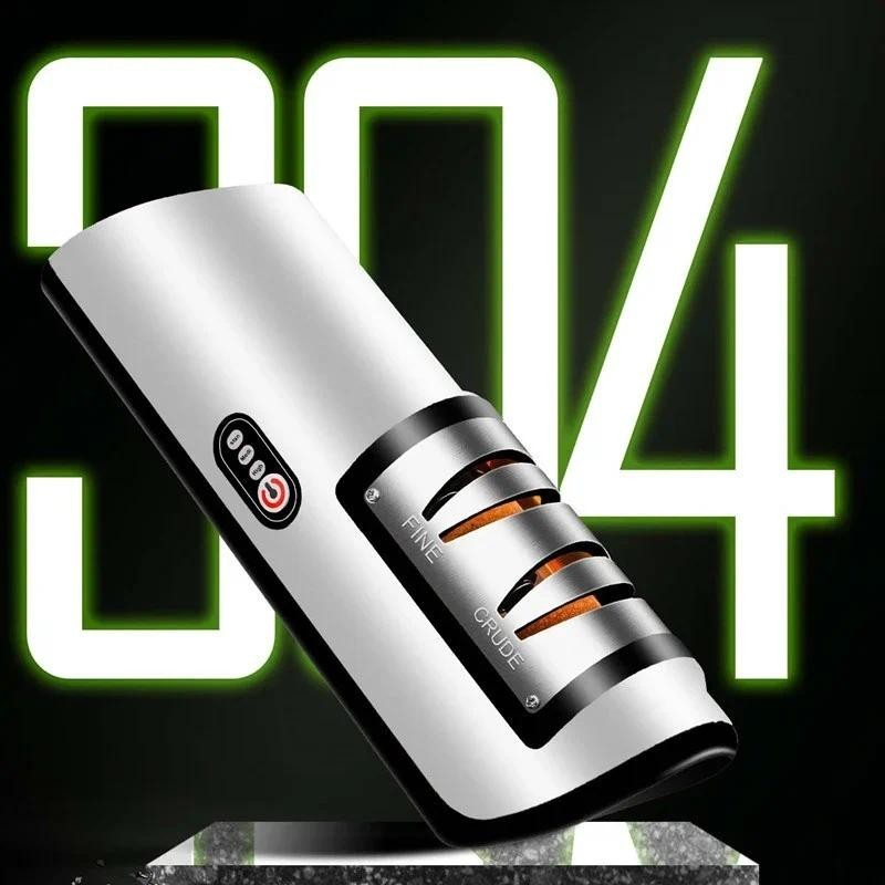 เครื่องลับมีดไฟฟ้า USB 2 เกียร์ อเนกประสงค์ กรรไกรเหลา กันลื่น 304 สเตนเลส หินเซรามิค อุปกรณ์ครัว