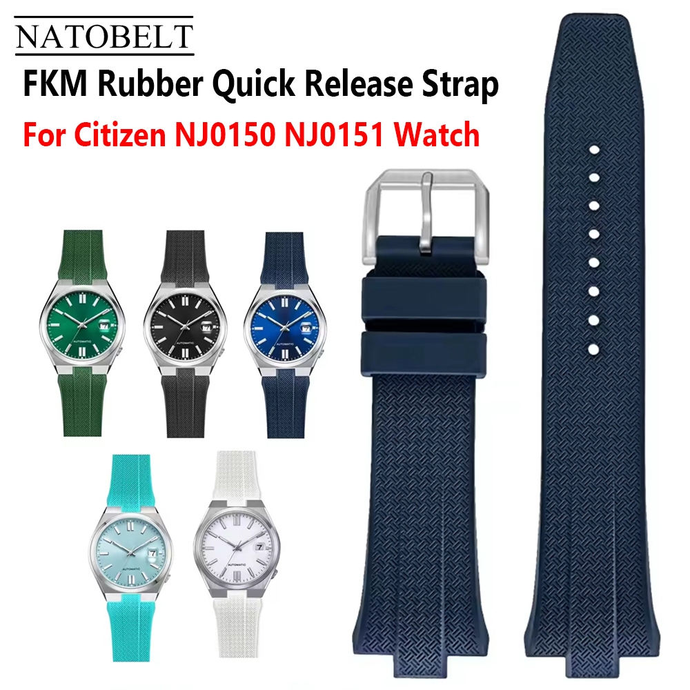 9มม.FKMสายยางสําหรับCitizen NJ0150 NJ0151 0158 MEสีSeriesนูนQuick Releaseกีฬานาฬิกาสําหรับผู้ชายและผ