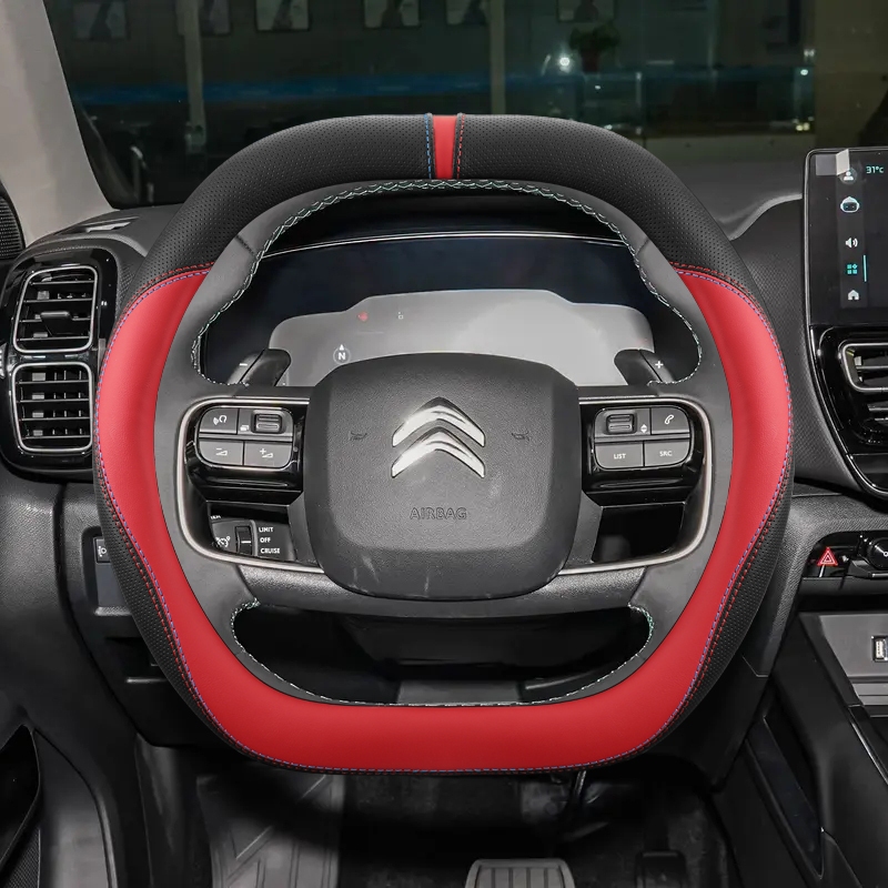 หนังไมโครไฟเบอร์พวงมาลัยรถสําหรับ Citroen C4X C5X C5 Aircross e-Berlingo C4 2026 2026 อุปกรณ์เสริมอั