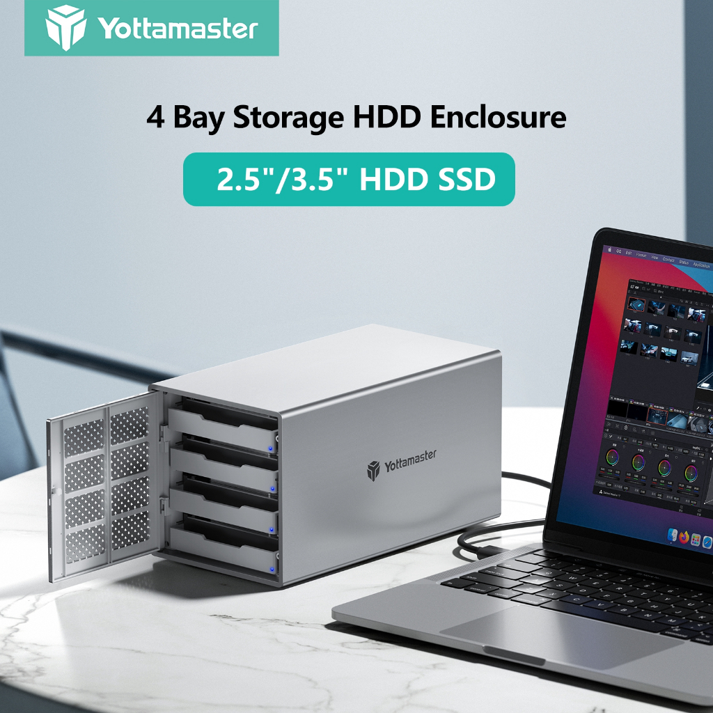 Yottamaster 4/5 Bay Hard Drive Enclosure อลูมิเนียม USB C 3.5 "HDD Enclosure สําหรับ 3.5 & 2.5 นิ้ว 