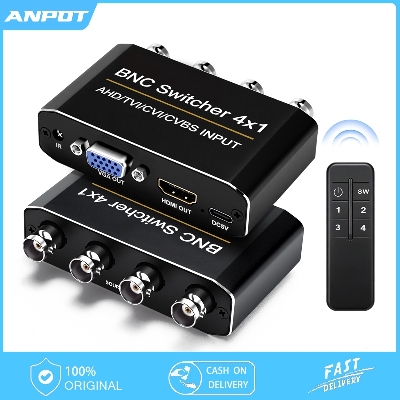 4 In 1 Output BNC Switcher AHD/TVI/CVI/CVBS Coaxial Monitoring HDMI+VGA Synchronous Output Screen