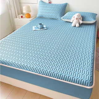 YUUMOO ผ้าปูที่นอนยางพาราเย็น สีพื้น 3.5ฟุต 5ฟุต 6ฟุต Set3ชิ้น ผ้านุ่ม ลื่น เย็นสบาย ผ้าปูเสริมใย กันไรฝุ่นได้ดี