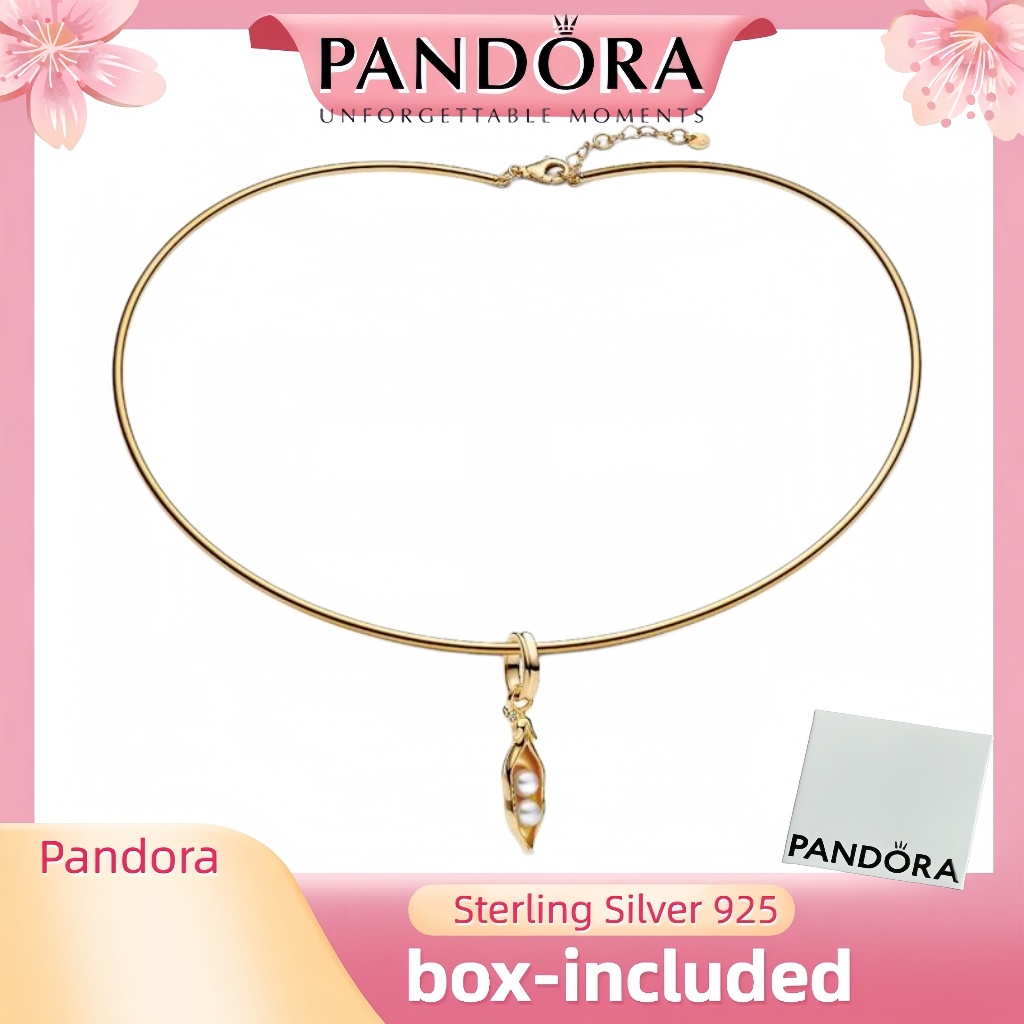 เครื่องประดับเงินแท้ S925 (พร้อมกล่อง)Baroque Pearl Two Peas ในสร้อยคอ Pod Choker