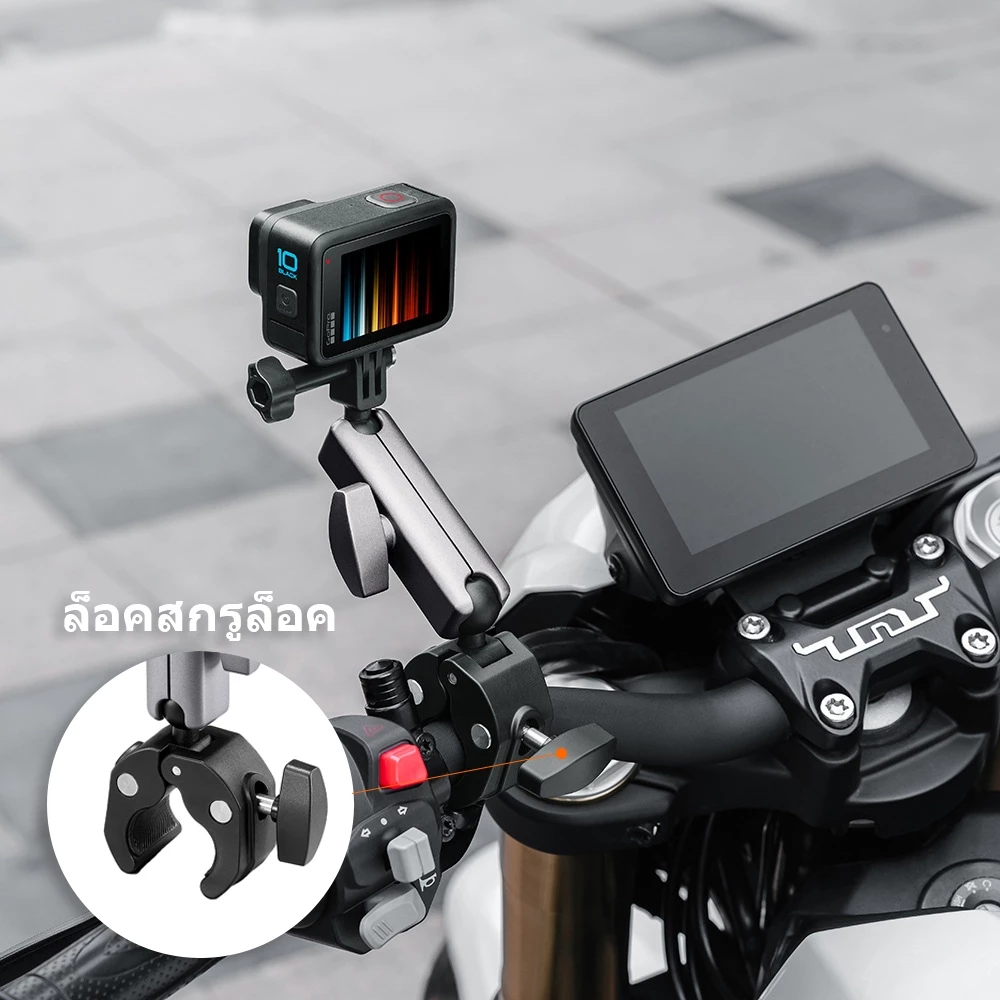 ที่ยึดแฮนด์จักรยานรถจักรยานยนต์สําหรับที่วางกล้องแอคชั่น Bicycle Motorcycle Handlebar Mount Clip for Dji OSMO 360 /Action 5 pro / Insta360 X5 thumbnail 4