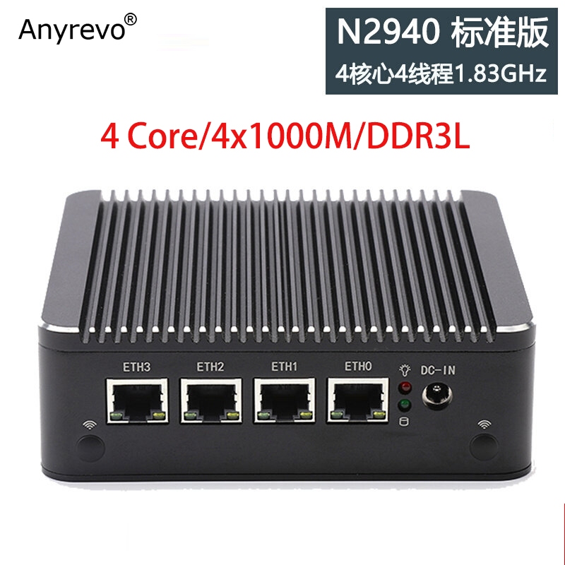 Fanless Firewall Mini PC Intel Celeron N2940 N3050 4 Core Soft Router คอมพิวเตอร์อุตสาหกรรม pfSense 