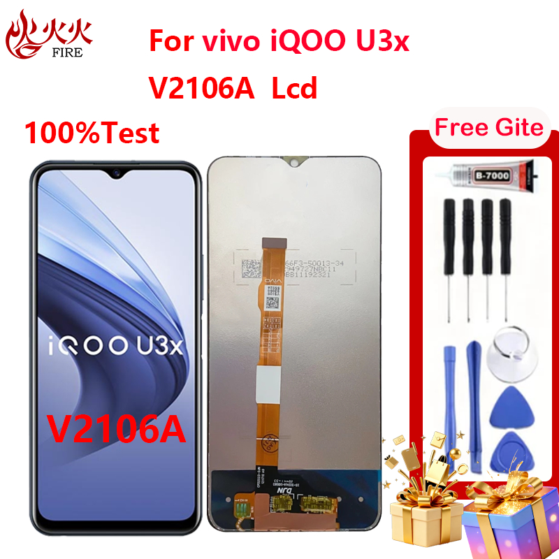 จอแสดงผล LCD สําหรับ vivo iQOO U3x V2106A Touch Screen Digitizer Assembly พร้อมกรอบอะไหล่