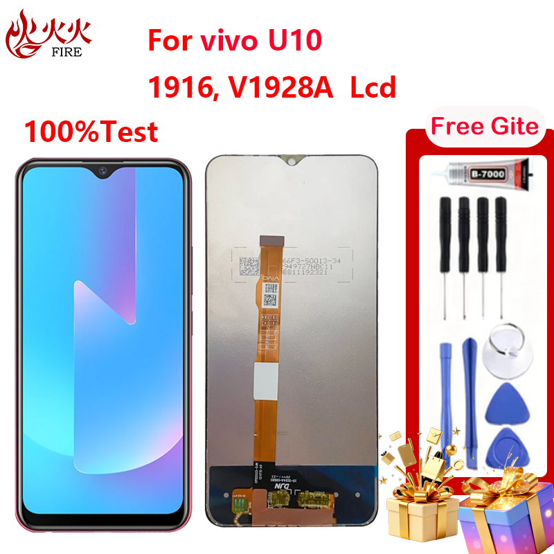 จอแสดงผล LCD สําหรับ vivo U10 1916 V1928A Touch Screen Digitizer Assembly กรอบอะไหล่