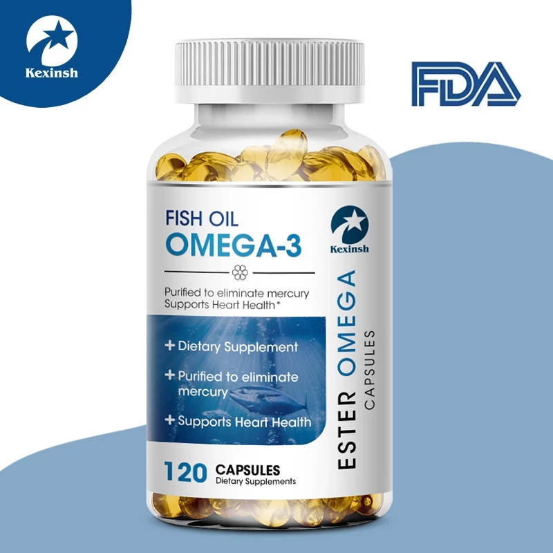 Kexinsh แคปซูลน้ํามันปลา OMEGA-3 Rich In DHA และ EPA ปรับปรุงอารมณ์ไม่ดีบรรเทาความเครียดเสริมสร้างสมองปรับปรุงสติปัญญา