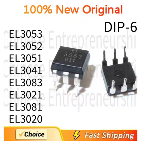 5PCS EL3053 EL3052 EL3051 EL3041 EL3083 EL3021 EL3081 EL3020 DIP-6 Bidirectional thyrtor optocoupler