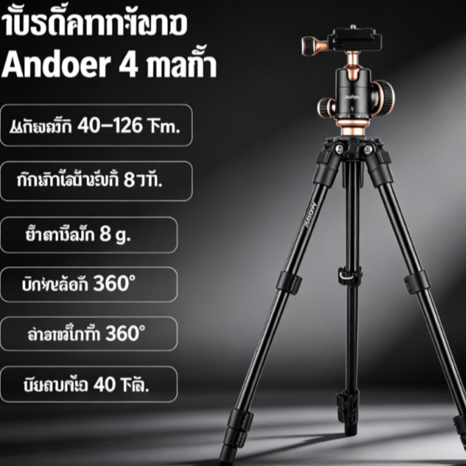 Andoer Q160SA ขาตั้งกล้องสามขา พร้อมหัวบอลพาโนรามา ปรับระดับความสูงได้ แบบพกพา สําหรับกล้องดิจิทัล DSLR